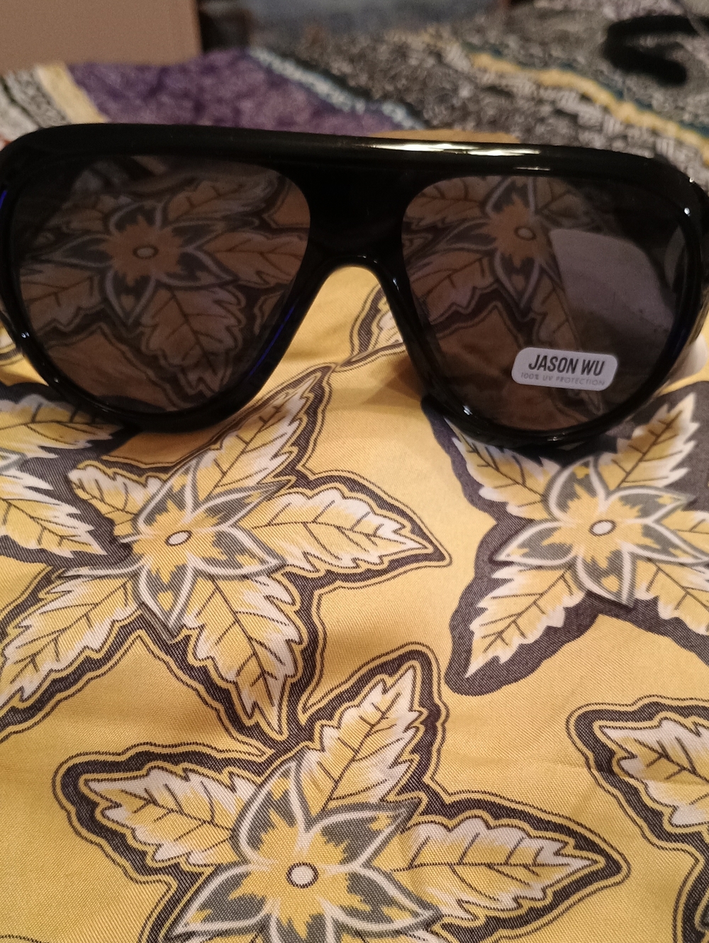 NWT Jason Wu Black Retro Oversized Flat Top Aviator Sunglasses.